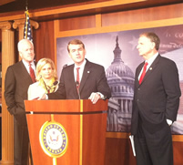 Senators speak about the SAFER Act at a press conference